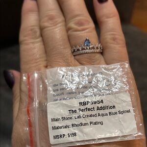 Aqua Blue Spinel Rhodium Plated Ring